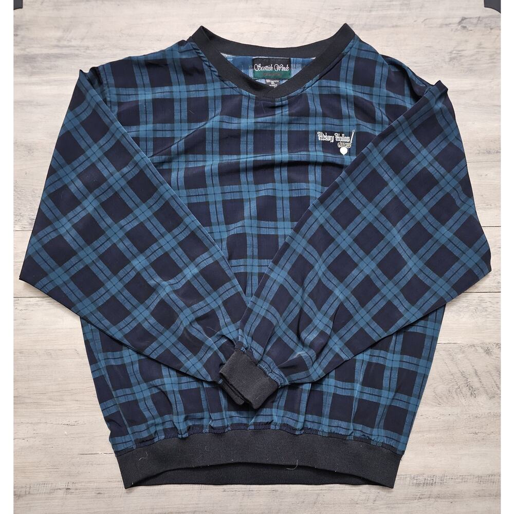 Vintage Scottish Winds Mens XL Plaid Check Golf Pullover Long Sleeve